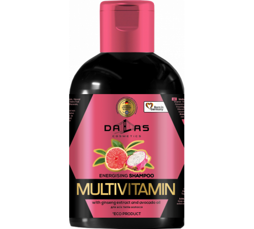 Шампунь для волос Dallas Multivitamin с экстрактом Женьшеня и маслом Авокадо 1000 мл