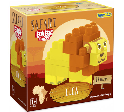 Конструктор Wader Baby Blocks 41503 Safari Lion 18 елементів