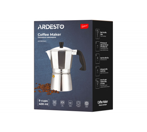 Гейзерна кавоварка Ardesto Gemini Cremona AR0809AG 9 чашок 400 мл