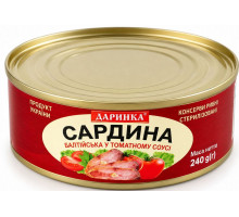Сардина Балтійська у томатному соусі Даринка ж/б 240 г