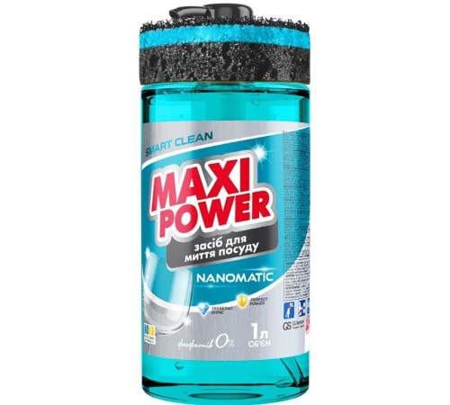 Засіб для миття посуду з губкою Maxi Power Nanomatic 1000 мл