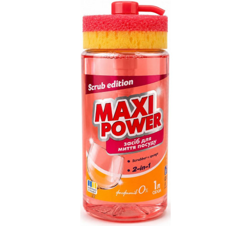 Засіб для миття посуду з губкою Maxi Power Scrub Edition 1000 мл