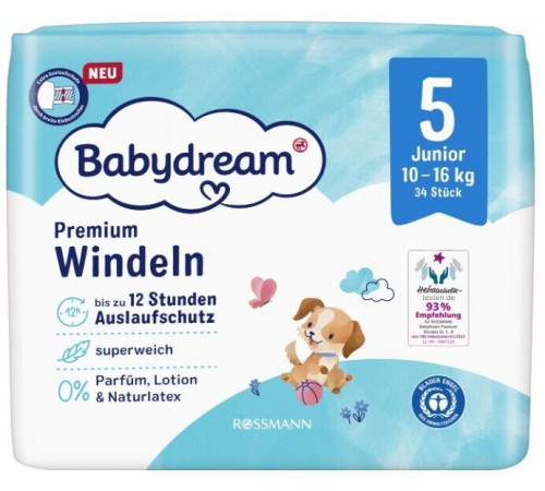 Підгузки Babydream Premium 5 (10-16 кг) 34 шт