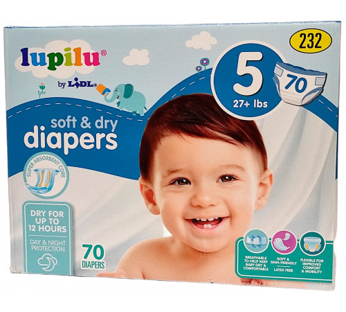 Подгузники Lupilu Soft&Dry 5 (12+ кг) 70 шт