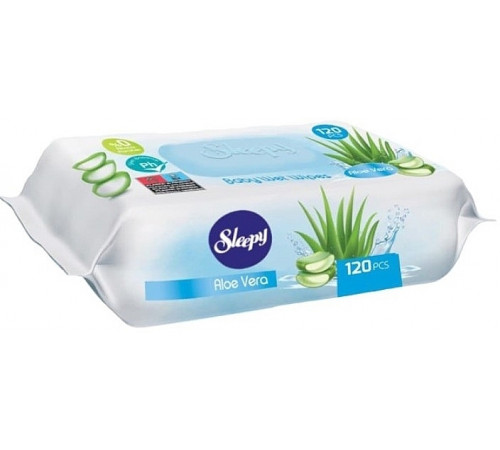 Вологі серветки дитячі Sleepy Aloe Vera з клапаном 120 шт