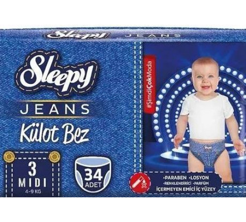 Підгузки-трусики Sleepy Jeans 3 (4-9 кг) 34 шт
