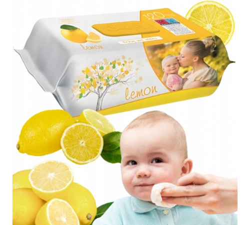 Вологі серветки дитячі Sleepy Lemon з клапаном 120 шт