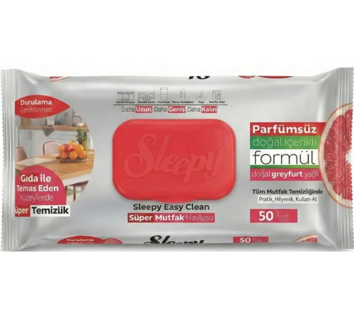 Вологі серветки для прибирання кухні Sleepy Easy Clean Grapefruit 50 шт