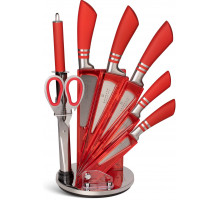 Набір кухонних ножів з нержавіючої сталі Edenberg ЕВ-907 з підставкою 8 предметів червоні
