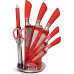 Набір кухонних ножів з нержавіючої сталі Edenberg ЕВ-907 з підставкою 8 предметів червоні