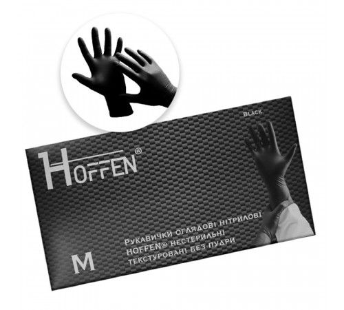 Перчатки нитриловые Hoffen M черные 100 шт