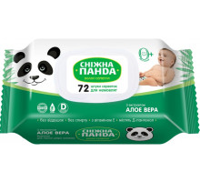 Вологі серветки для немовлят Сніжна Панда Алое без запаху 72 шт