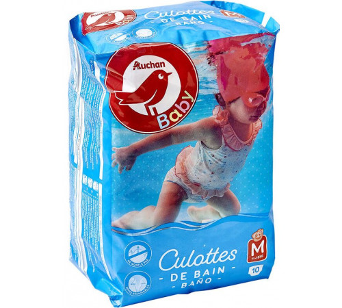 Подгузники-трусики для плавания Auchan Baby M (11-18кг) 10 шт