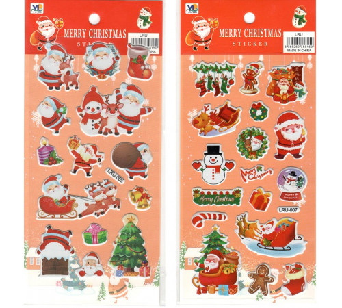 Наліпки Merry Christmas в асортименті