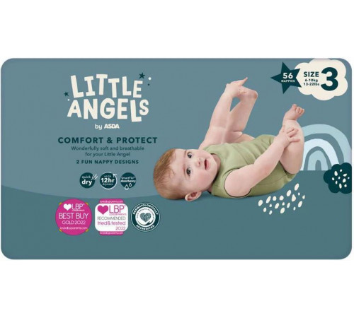 Підгузки Asda Little Angels Comfort & Protect 3 (6-10 кг) 56 шт Підгузки Asda Little Angels Comfort & Protect 3 (6-10 кг) 56 шт