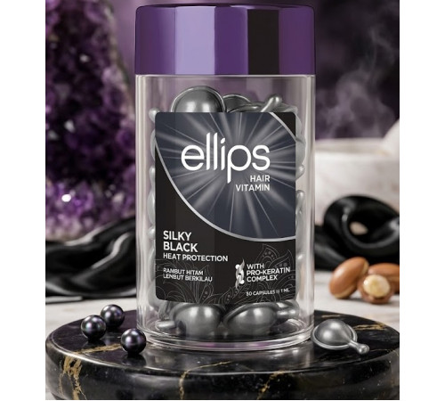 Вітамінні капсули для темного волосся Ellips Silky Black з про-кератиновим комплексом 50 шт
