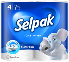 Туалетний папір Selpak Super Soft 3 шари 4 рулони