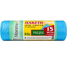 Пакети для сміття Maestro з затяжкою 35 л 15 шт