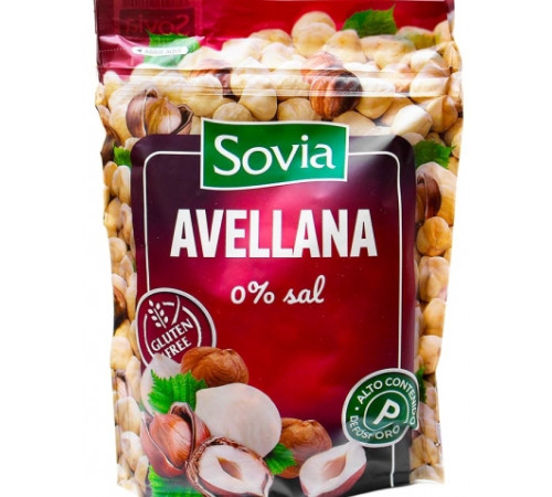 Лісовий горіх смажений без солі Sovia Avellana 0% sal 200 г
