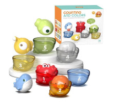 Логічна гра YB 17606 гра для ванни, умові фігурки, плачстикові чашечки, слова англійською мовою, цифри, сортер