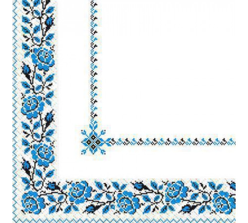 Салфетка Марго Вышиванка синяя цветы 2 слоя 33х33 см 50 шт