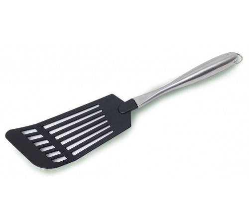 Лопатка пластикова Kamille КМ5017 з отворами широка, ручка з нержавіючої сталі 34 см