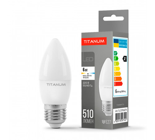 Лампа LED Titanum TLС3706274 Е27 4100К 6W біле світло Лампа LED Titanum TLС3706274 Е27 4100К 6W біле світло