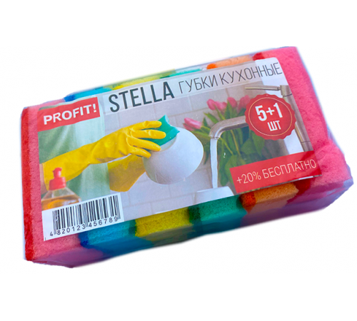 Губки кухонні Profit Stella 5 + 1 шт