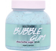Сахарный скраб для тела Hollyskin Bubble Gum с маслом Ши и Перлитом 300 мл