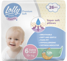 Подгузники-трусики Lolly Premium Soft 6 (15+кг) 26 шт