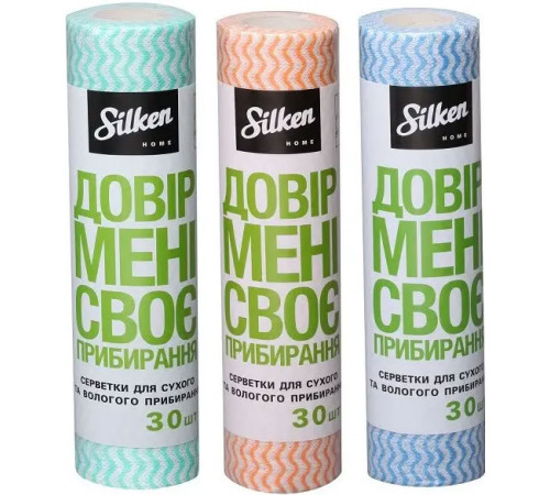 Салфетки для уборки Silken Home в рулоне 30 шт Салфетки для уборки Silken Home в рулоне 30 шт