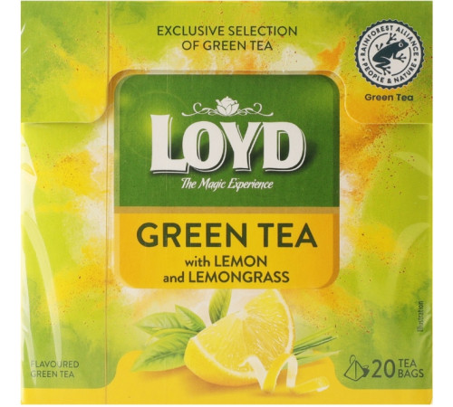 Чай зелений Loyd Лимон та Лемонграс у пірамідках 20 шт х 1.5 г
