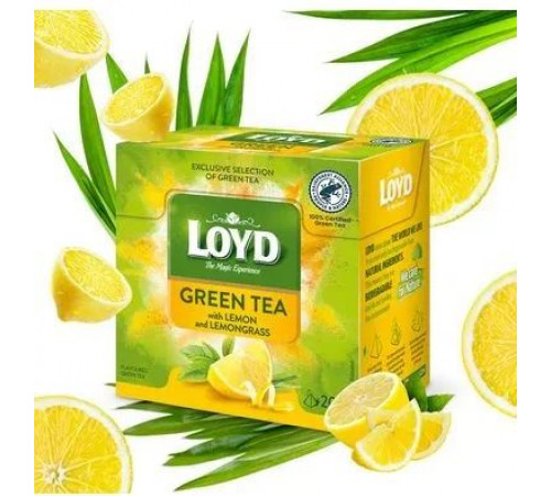 Чай зелений Loyd Лимон та Лемонграс у пірамідках 20 шт х 1.5 г