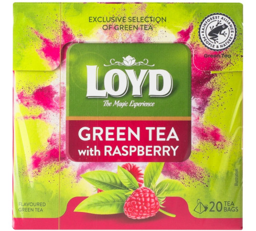 Чай зелений Loyd Малина у пірамідках 20 шт х 1.5 г
