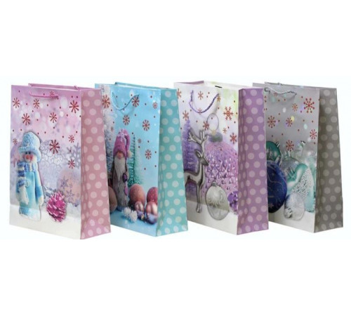 Пакет подарунковий Y1910L Новорічний з глітером 30х42.5х12 см