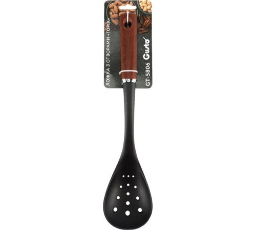 Ложка кухарська з отворами Gusto GT-5806 горіх, нейлон