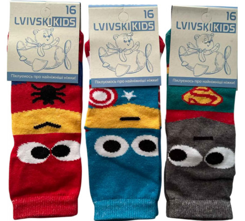 Дитячі шкарпетки Lvivski Kids Мультфільми розмір 16 Дитячі шкарпетки Lvivski Kids Мультфільми розмір 16