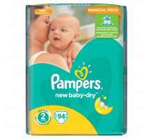 Подгузники Pampers New Baby-Dry Размер 2 3-6 кг, 94 подгузника