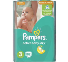Подгузники Pampers Active Baby-Dry Размер 3 5-9 кг, 82 подгузников.