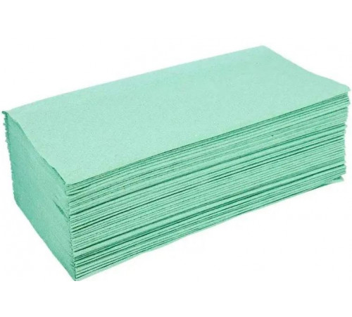 Бумажные полотенца V-сборки макулатурные синие, зеленые 150 шт