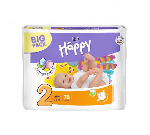 Підгузники дитячі Happy Midi (2) 3-6 кг 78 шт