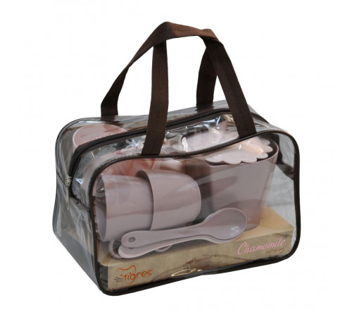 Набор посуды чайный Tigres 39940 Ромашка 14 элементов в сумке (пудра)