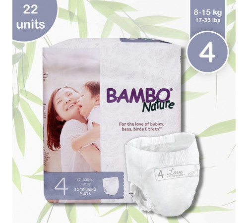 Підгузки-трусики Bambo Nature 4 (8-15 кг) 22 шт