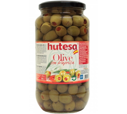 Оливки зелені Hutesa з Паприкою 900 г