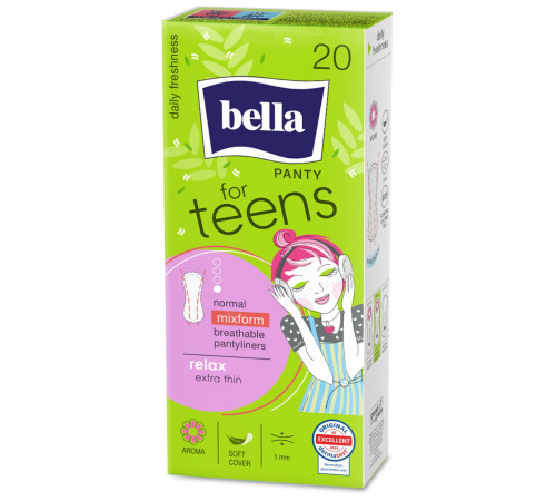 Щоденні прокладки Bella For Teens Relax 20 шт Щоденні прокладки Bella For Teens Relax 20 шт