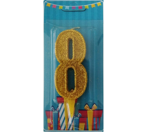 Свічка на торт цифра 8 золото