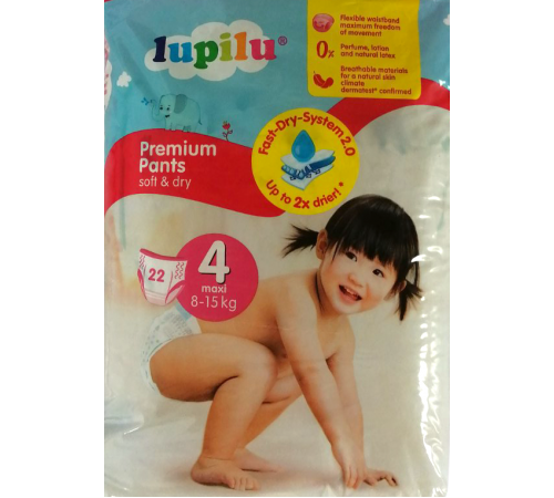 Подгузники-трусики Lupilu Premium Soft&Dry 4 (8-15кг) 22 шт