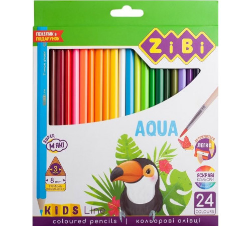 Карандаши детские Zibi ZB2476 AQUA 24 цвета Карандаши детские Zibi ZB2476 AQUA 24 цвета