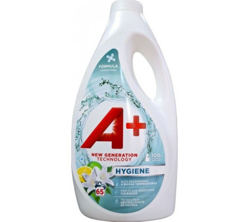 Гель для стирки бесфосфатный А+ Hygiene 2.925 л 65 циклов стирки