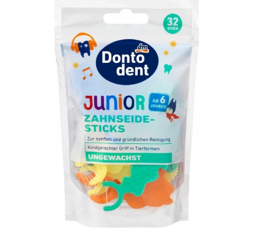 Зубні нитки дитячі Dontodent Junior 6+ 32 шт